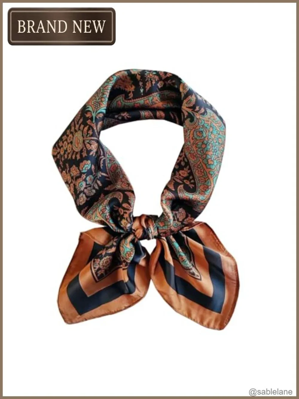 Satin Silk Like Square Scarf Multipurpose Head Hair Neck Purse Accessory for
